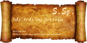 Sáfrány Szilvia névjegykártya