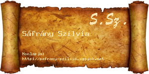 Sáfrány Szilvia névjegykártya